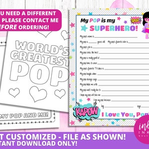 All About My Pop INSTANT DOWNLOAD | Fill in the Blank Fathers Day Gift | Pop Gift | Pop Printable | Pop Birthday | Gift for Pop
