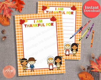 Thanksgiving Printables for Kids | Kids Activity Page | Kids Thanksgiving Game | I am Thankful For Gratitude Cards INSTANT DOWNLOAD