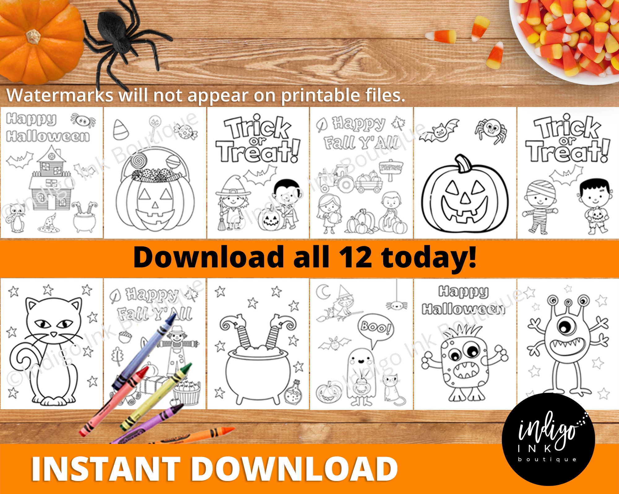 Halloween Activity Kids Coloring Book Instant Download Etsy