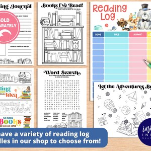 Pacchetto registro di lettura per bambini DOWNLOAD IMMEDIATO / Tabella di lettura per bambini / Monitoraggio dei libri Lettura estiva / Diario di lettura stampabile per bambini immagine 4