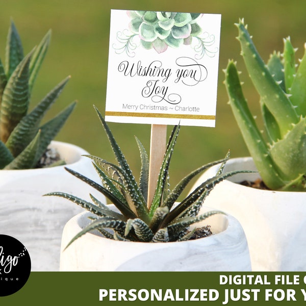 Succulent Tags PERSONALIZED DIGITAL Gift Tags | Christmas Tags | Coach Gift Tag | Wishing You Joy Tags | Teacher Gift Tags | Holiday Tags