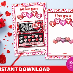 Lottery Ticket Holder INSTANT DOWNLOAD | Love You a Lotto Birthday Gift | Mother's Day Gift Hit the Jackpot | Father's Day Gift Lotto Ticket