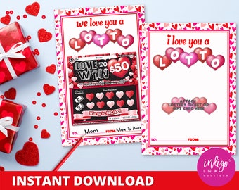 Lottery Ticket Holder INSTANT DOWNLOAD | Love You a Lotto Birthday Gift | Mother's Day Gift Hit the Jackpot | Father's Day Gift Lotto Ticket