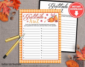Gratitude Activity Thanksgiving Fun INSTANT DOWNLOAD | Gratitude Game Printable