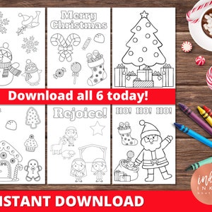 Christmas Coloring Pages INSTANT DOWNLOAD Coloring Sheets for Kids Christmas Fun Printables for Kids Holiday Coloring Kids Printable image 1