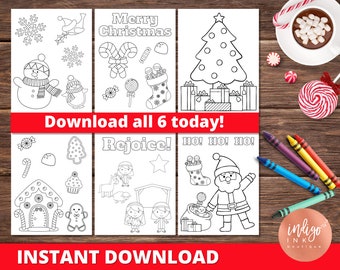 Christmas Coloring Pages INSTANT DOWNLOAD | Coloring Sheets for Kids | Christmas Fun Printables for Kids | Holiday Coloring Kids Printable