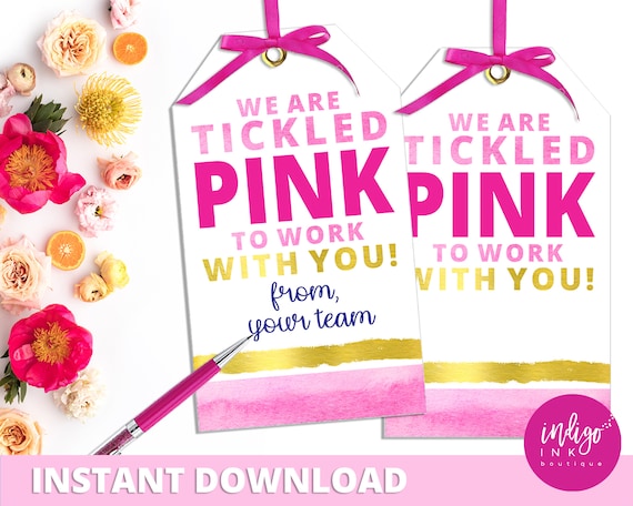 Employee Gift Tag INSTANT DOWNLOAD | We are Tickled Pink to Work with You Client Appreciation Digital Favor Tag Il_570xn