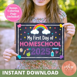 Erster Tag der Homeschool Zeichen INSTANT DOWNLOAD | 1st Day of Homeschool Kreidetafel Schild | Erster Schultag Printable | Back to School Schild