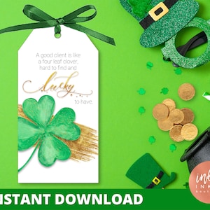 St. Patricks Day Real Estate CLIENT Favor Tags INSTANT DOWNLOAD Broker Marketing St. Patty's Day Tag Agent Pop By St. Patrick's Tags image 1