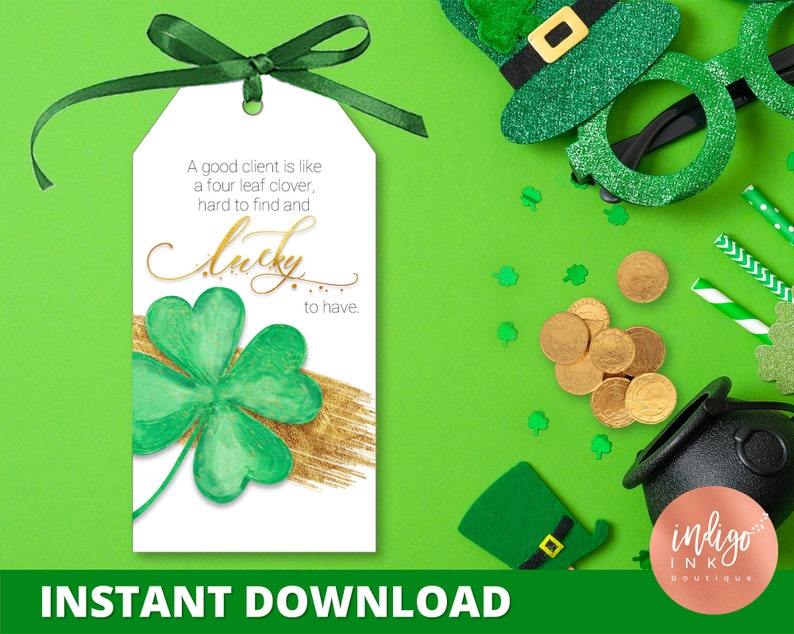 St. Patricks Day Real Estate CLIENT Favor Tags INSTANT DOWNLOAD Broker Marketing St. Patty's Day Tag Agent Pop By St. Patrick's Tags image 1