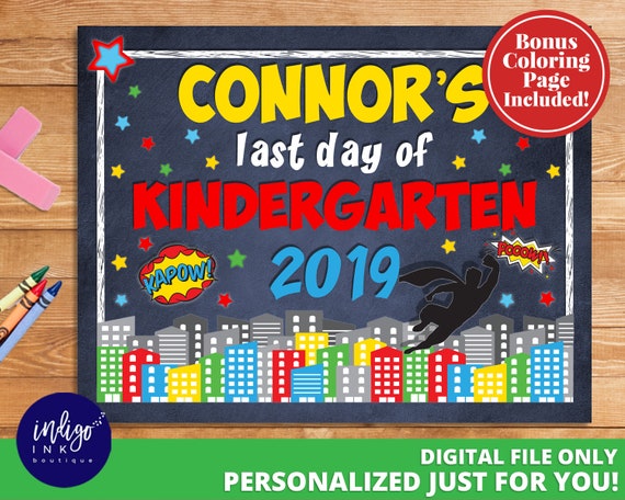 Last Day of School PERSONALIZED Sign DIGITAL DOWNLOAD | End of the Year Superhero Sign | Any Grade Custom School Sign Il_570xn