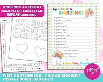 Alles über meine Oma Kind Fragebogen Muttertagsgeschenk SOFORT DOWNLOAD | Geschenk für Oma | Oma Printable | Oma Geburtstag