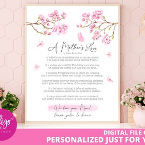 Ein Mutter liebes Gedicht personalisierter DIGITALER DOWNLOAD | Muttertagsgeschenk | Mama Geburtstag | Gedicht für Mama Printable | Mama Geschenk Wandkunst druckbar