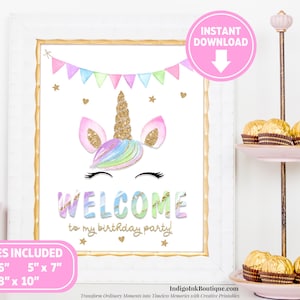 Unicorn Welcome Sign | Unicorn Birthday | Unicorn Party Decorations INSTANT DOWNLOAD