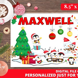 Kerst Placemat GEPERSONALISEERDE | Kids Placemat Kerst fun | Kids Christmas Printable DIGITALE DOWNLOAD