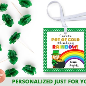 Personalized St Patrick's Day Tag Custom St Pattys Day Favor Tags St Patty's Day School Treat Tags image 1