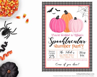 Halloween Sleepover Party DIGITAL DOWNLOAD | Halloween Printable Invitation for Girl | Halloween Party