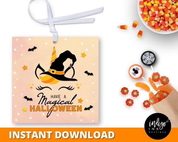 Halloween Tags for Kids | Unicorn Halloween Party Favors Tags | Unicorn Tags Instant Download Il_570xn