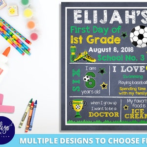 Soccer First Day of School Sign | Custom Chalkboard Sign | Personalized Sign | 1st  Day of School Printable | Soccer Sign DIGITAL DOWNLOAD