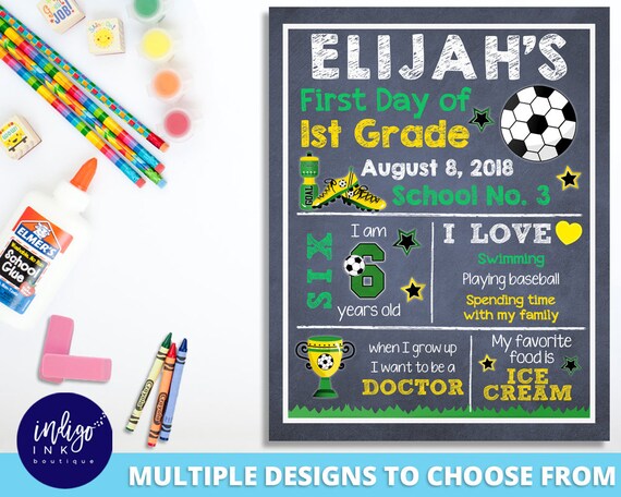 Soccer First Day of School Sign | Custom Chalkboard Sign | Personalized Sign | 1st Day of School Printable | Soccer Sign DIGITAL DOWNLOAD Il_570xn