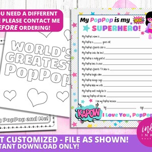 Alles über PopPop Füllen Sie die Lücke Vatertag Geschenk SOFORT DOWNLOAD | PopPop Geschenk | PopPop Printable PopPop Geburtstag | Geschenk für PopPop