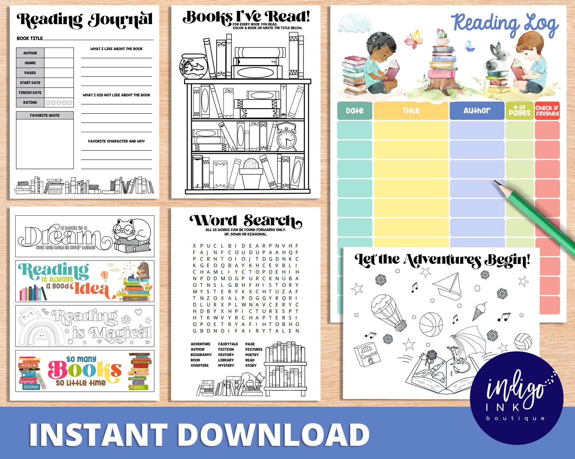 Reading Log Bundle INSTANT DOWNLOAD Kids Reading Chart - Etsy