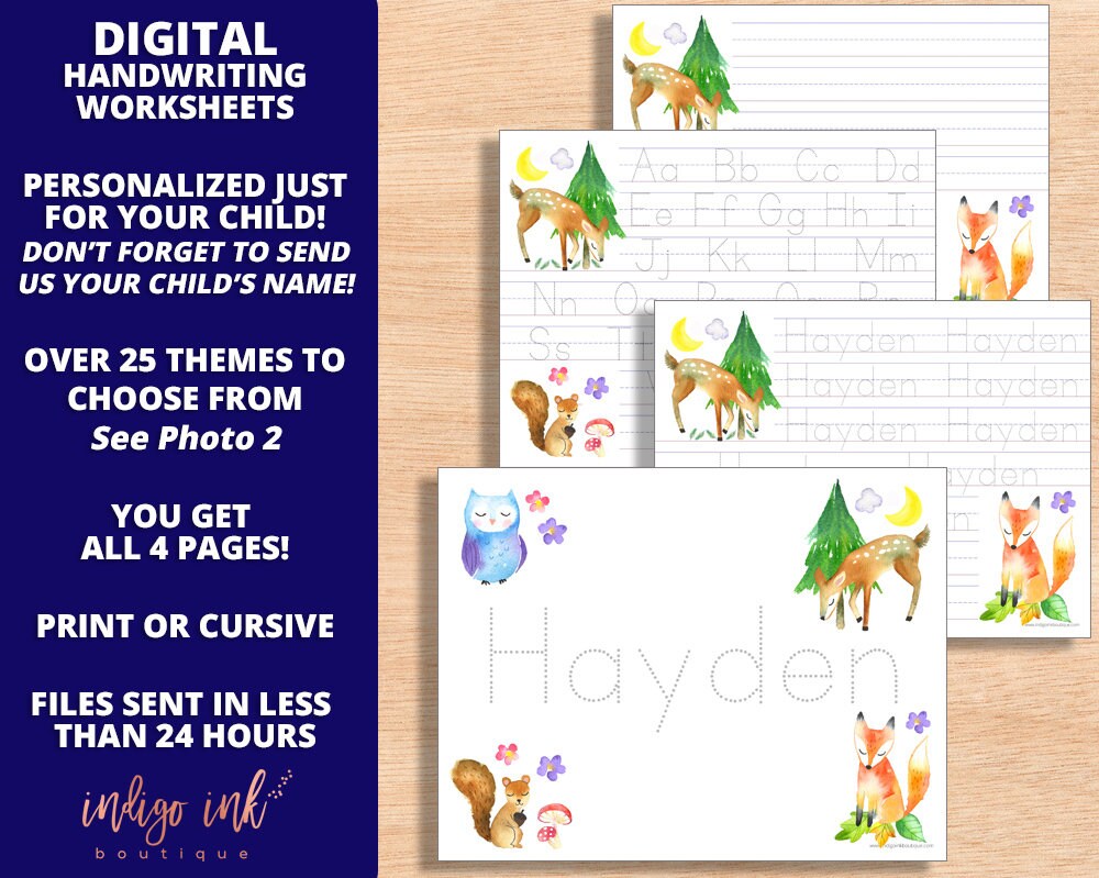 name tracing handwriting worksheet digital custom name etsy india