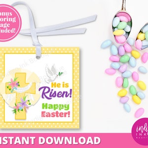 Religious Easter Favor Tag | He is Risen Party Favor Tags | Easter Gift Tags | Christian Easter Tag INSTANT DOWNLOAD