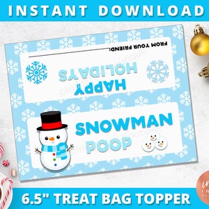 Snowman Poop Bag Topper INSTANT DOWNLOAD | Holiday Bag Topper | Snowman ...
