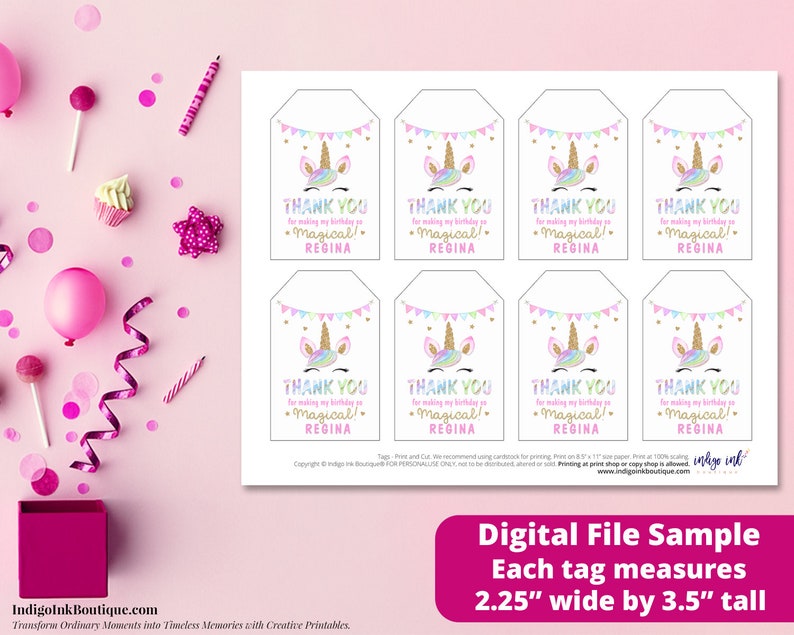 Unicorn Favor Tags PERSONALIZED DIGITAL DOWNLOAD Unicorn - Etsy
