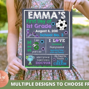 Soccer First Day of School Sign | Custom Chalkboard Sign | Personalized Sign | 1st  Day of School Printable | Soccer Sign DIGITAL DOWNLOAD