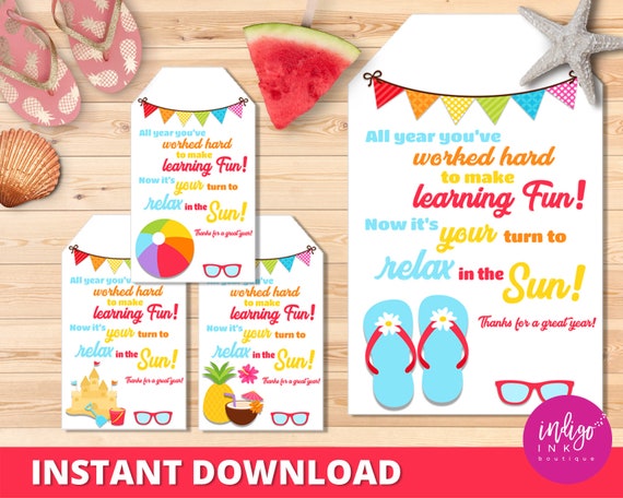 End of Year Teacher Tag INSTANT DOWNLOAD | Teacher Thank You Tote Bag Tag | Fun in the Sun Tag | Thanks Teacher Tag Il_570xn
