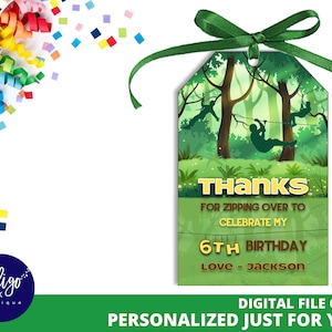 Zipline Birthday Favor Tags Personalized DIGITAL DOWNLOAD | Tree Top Climbing Party Favor Tags | Adventure Party Zipline Favor Tags