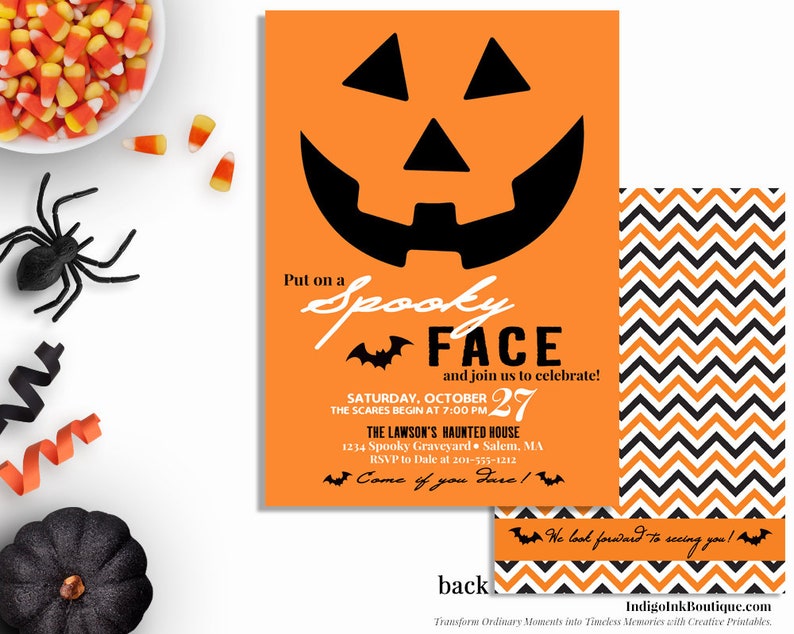 Jack O Lantern Halloween Invitation for Kids DIGITAL DOWNLOAD Kids Halloween Party Printable Invitation Costume Party Pumpkin Invitation Bild 1