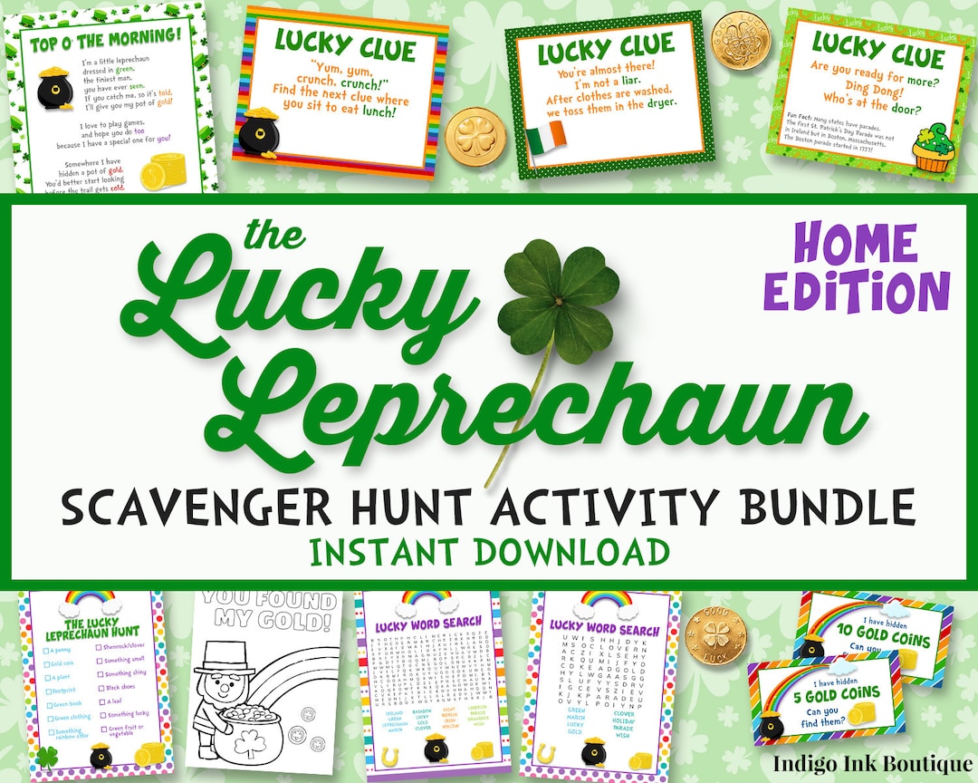 St Patricks Day Scavenger Hunt Activity Bundle for HOME