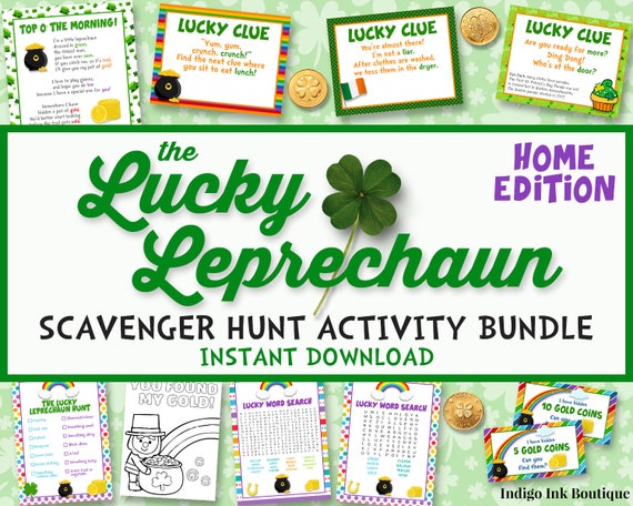 St Patricks Day Scavenger Hunt Activity Bundle for HOME