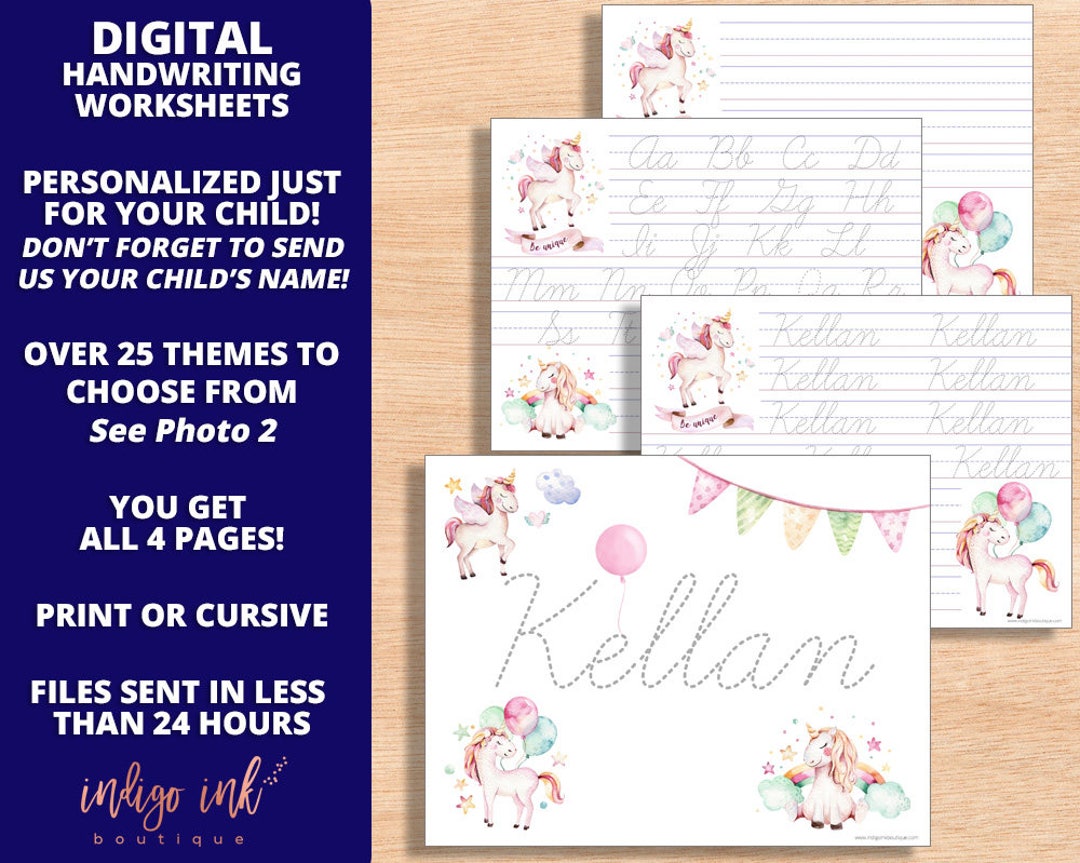 Handwriting Worksheet PERSONALIZED DIGITAL DOWNLOAD | Personalized Name ...