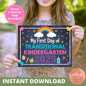First Day of Transitional Kindergarten Chalkboard Sign | First Day of School Sign | Back to School Sign | First Day of TK INSTANT DOWNLOAD