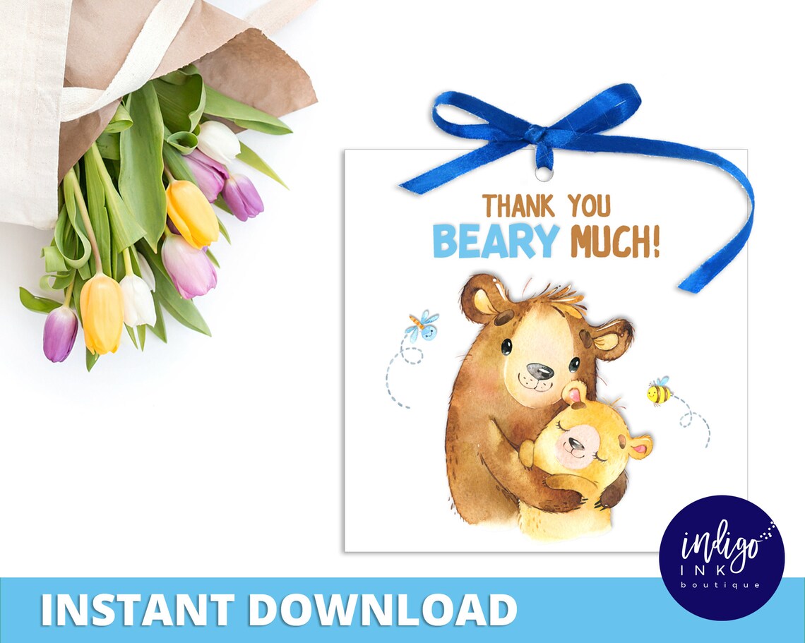 Thank You BEARY Much Tag Printable INSTANT DOWNLOAD Teddy | Etsy