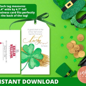 St. Patricks Day Real Estate CLIENT Favor Tags INSTANT DOWNLOAD Broker Marketing St. Patty's Day Tag Agent Pop By St. Patrick's Tags image 2