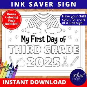 First Day of Third Grade Printable School Sign INSTANT DOWNLOAD | 1st day of 3rd Grade Chalkboard Sign | First Day of School Chalkboard