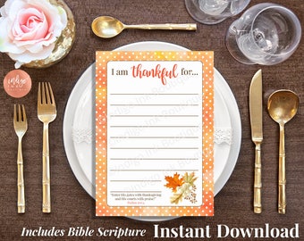 Thanksgiving Bible Printable INSTANT DOWNLOAD | Giving Thanks Christian Printable | Thankful For Cards | Scripture Printable Gratitude Cards