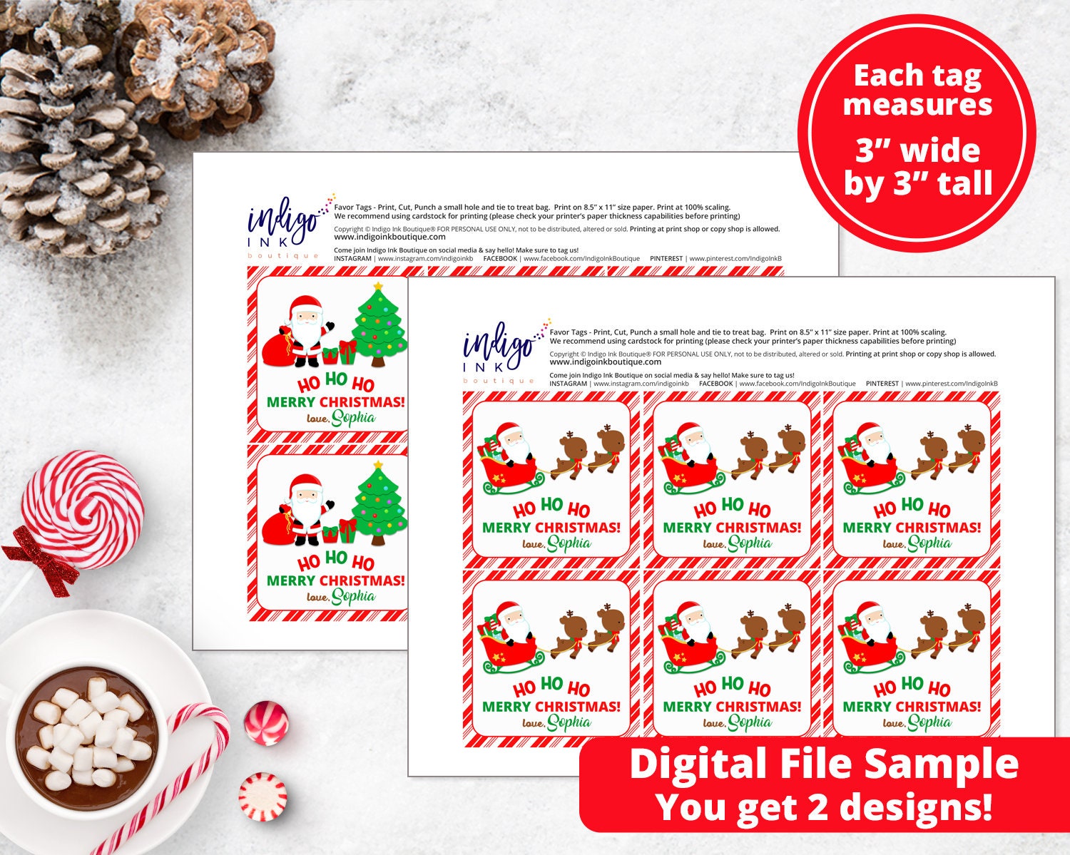Santa Favor Tags Christmas Gift Tags Santa Claus Tags for | Etsy
