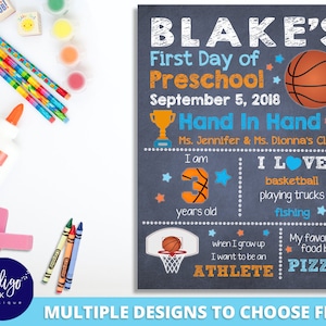 Basketball First Day of School Sign | Back to School Sign | Custom Chalkboard Sign | Personalized Sign | Basketball Sign DIGITAL DOWNLOAD