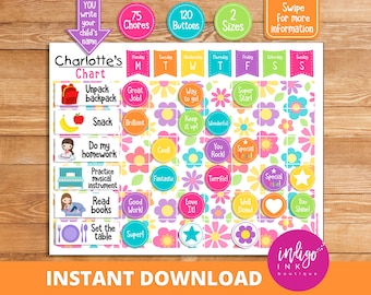 Child Reward Chart INSTANT DOWNLOAD | Behavior Chart for Child | Daily Routine Chore Chart | Kids Reward Chart