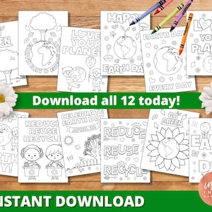 Earth Day Coloring Pages INSTANT DOWNLOAD |  Earth Day Activities | Kids Coloring Sheets | Kids Activity Page