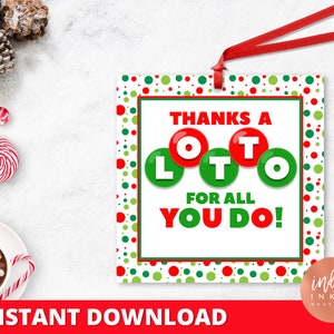 Etichetta regalo della lotteria DOWNLOAD IMMEDIATO / Etichetta regalo di Natale / Regalo per colleghi / Etichetta di Natale / Grazie mille per tutto quello che fai Etichetta di ringraziamento