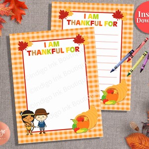 Thanksgiving Kids Activity Page | I am Thankful For Gratitude Cards | Kids Printables | Thanksgiving Cards INSTANT DOWNLOAD