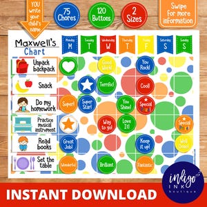 Chore Chart for Kids | Behavior Chart | Childs Chore Chart | Kids Chore List INSTANT DOWNLOAD image 1