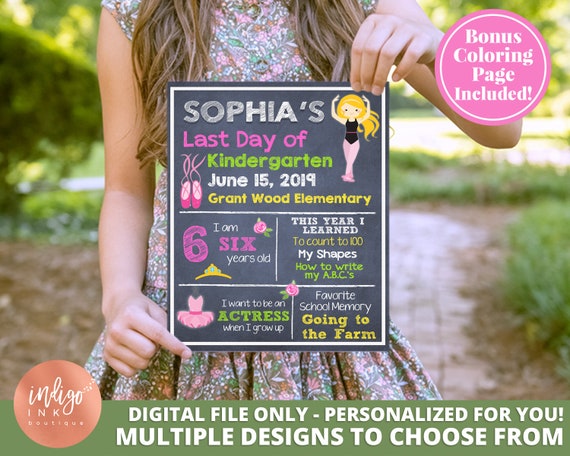 Last Day of School Sign DIGITAL DOWNLOAD | Custom Chalkboard | Personalized Sign | Milestone Sign Il_570xn
